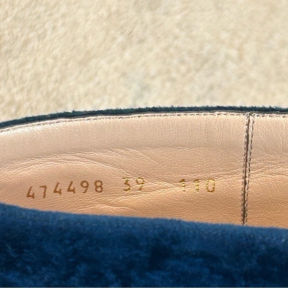 GUCCI ‘Jem’ black leather faux Pearl red blue white velvet stripe riding boot 39 - Picture 12 of 15